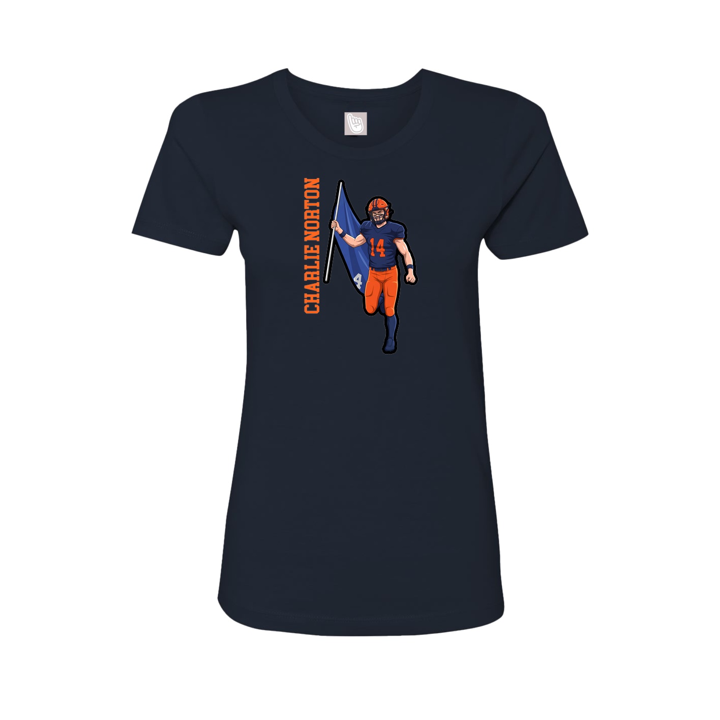 Fitted Women's Tee — Name Vertical in Navy