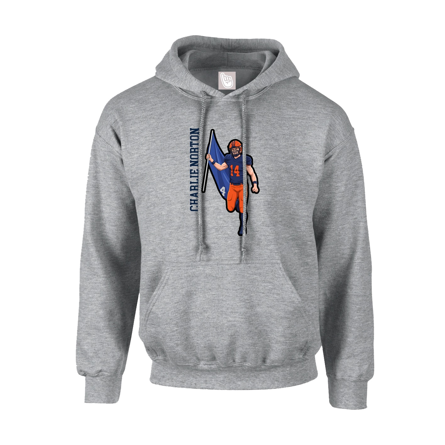 Hoodie — Name Vertical in Grey