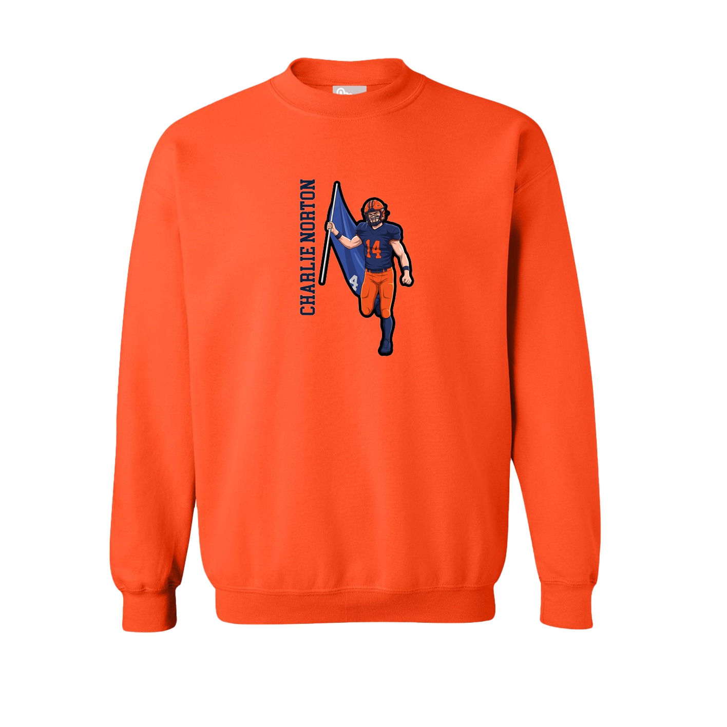 Fleece Crew — Name Vertical in Orange