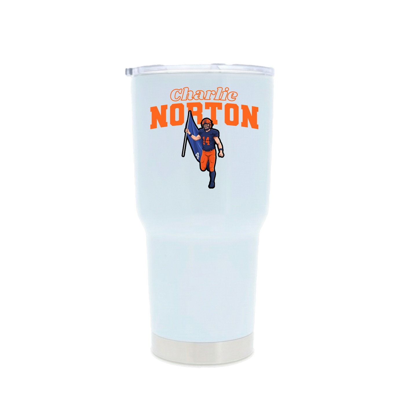 30oz Stainless Steel Tumbler — Name Arch in White
