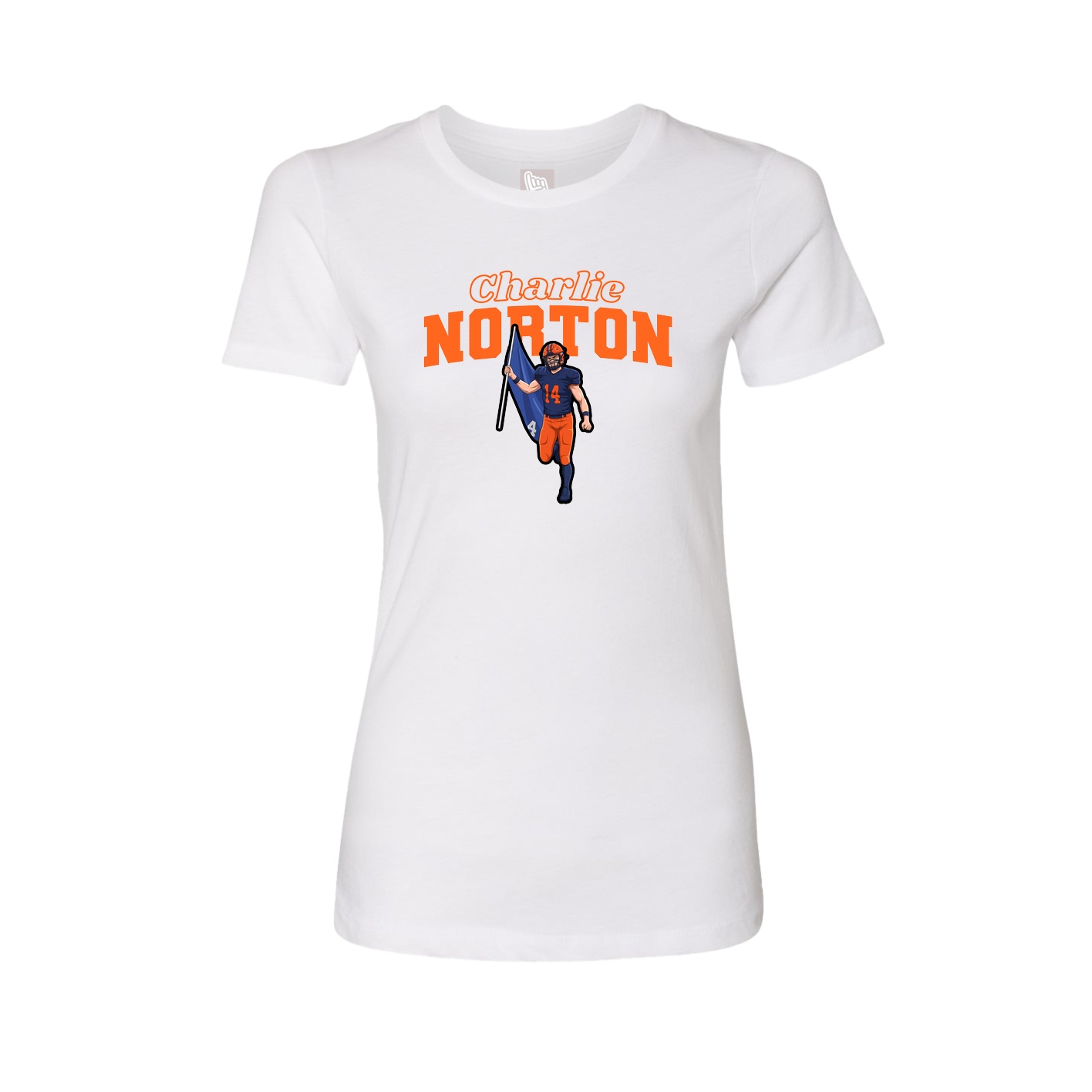 Fitted Women's Tee — Name Arch in White