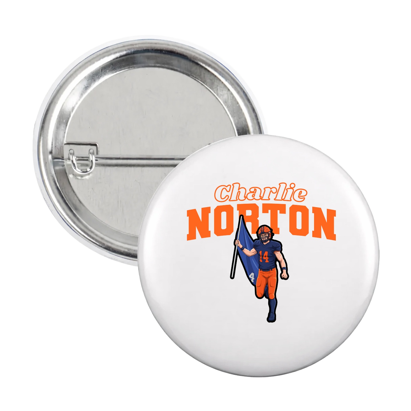 Game Day Button — Name Arch in White