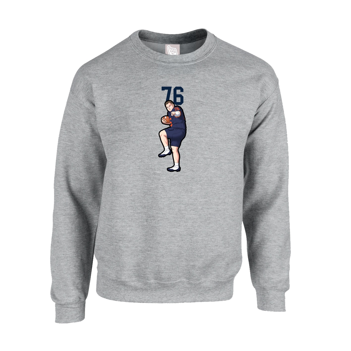 Fleece Crew — Number Top in Grey
