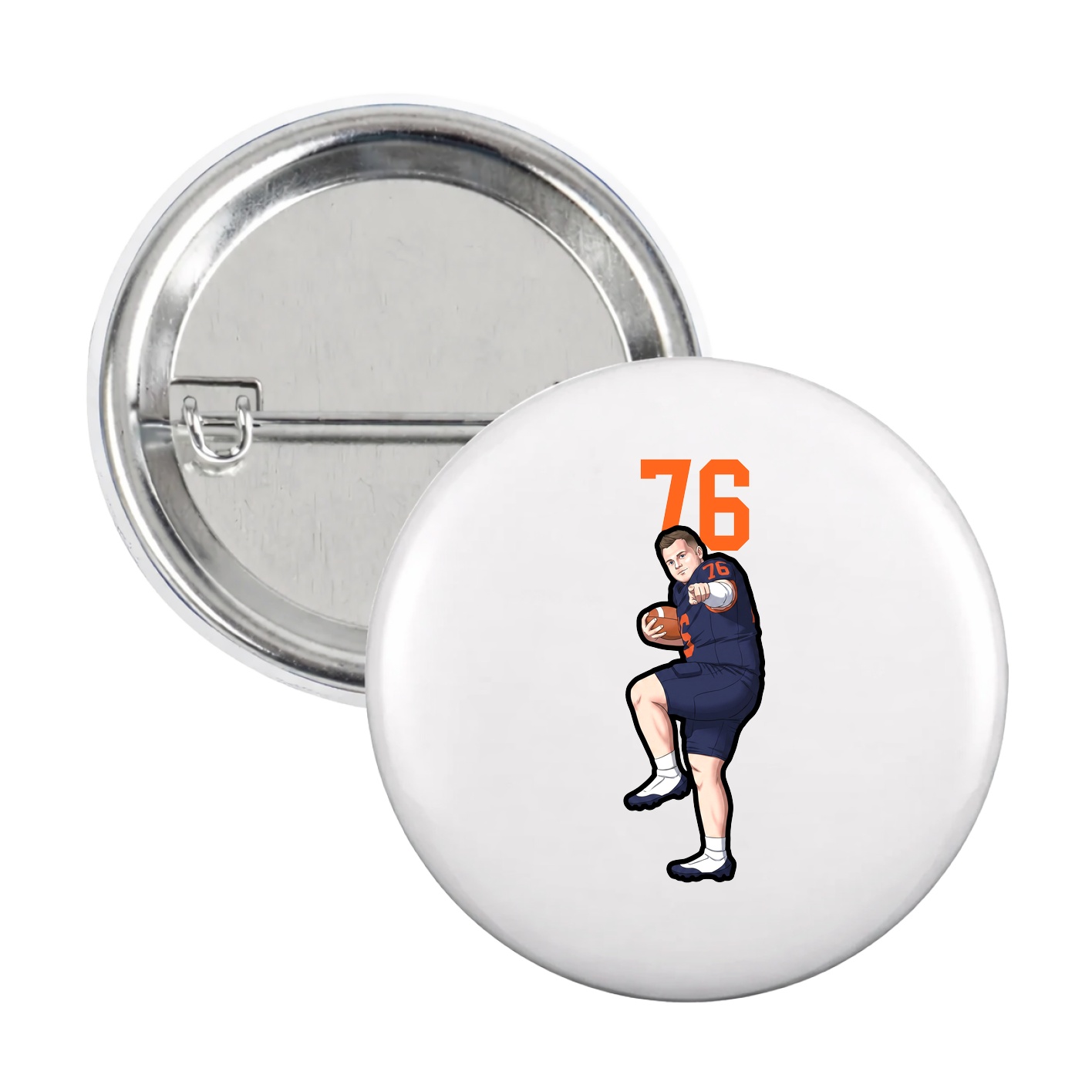 Game Day Button — Number Top in White