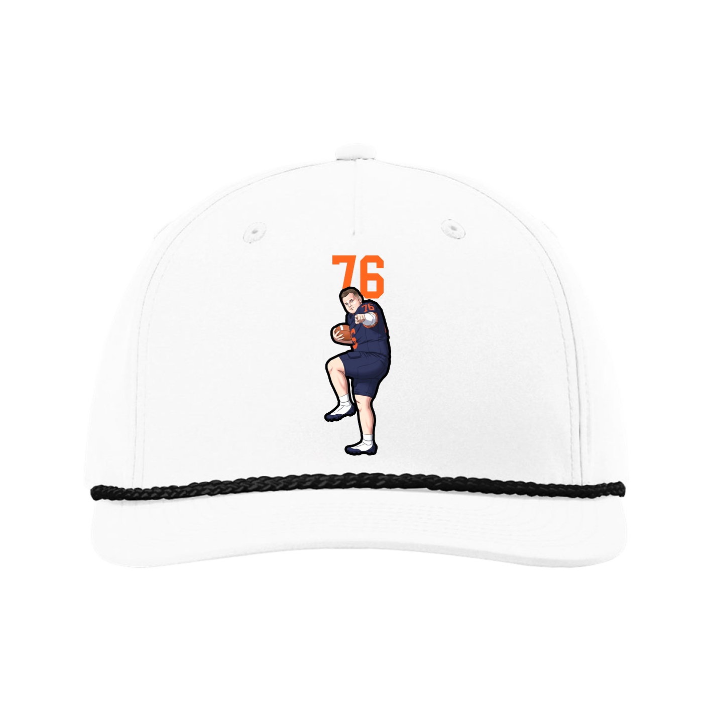 Five-Panel Classic Rope Cap — Number Top in White