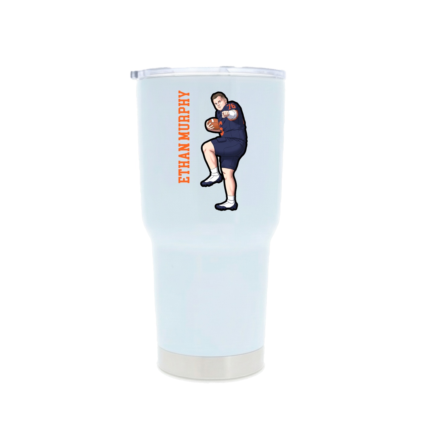 30oz Stainless Steel Tumbler — Name Vertical in White