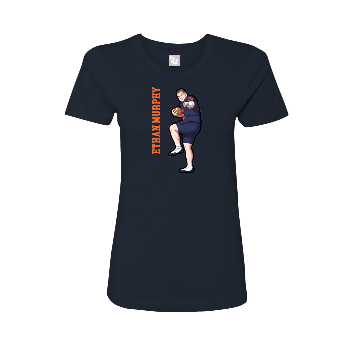 Fitted Women's Tee — Name Vertical in Navy