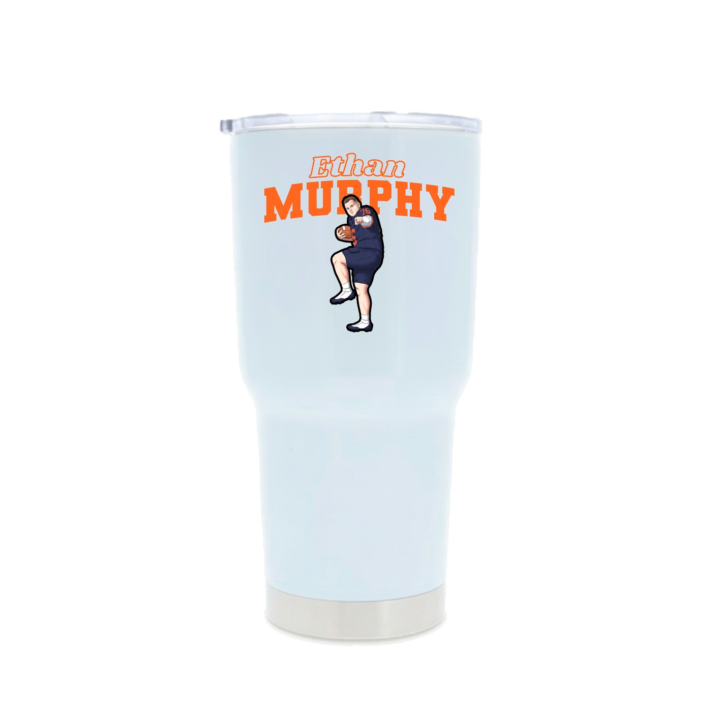 30oz Stainless Steel Tumbler — Name Arch in White