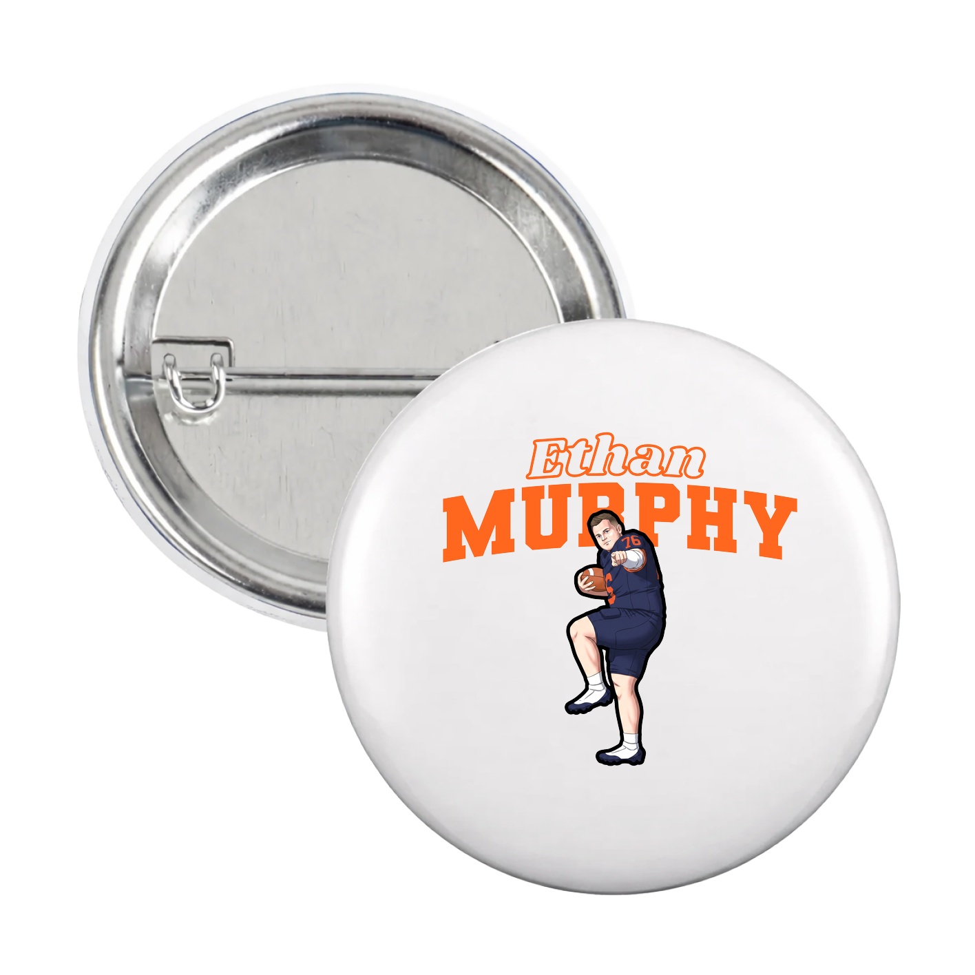 Game Day Button — Name Arch in White