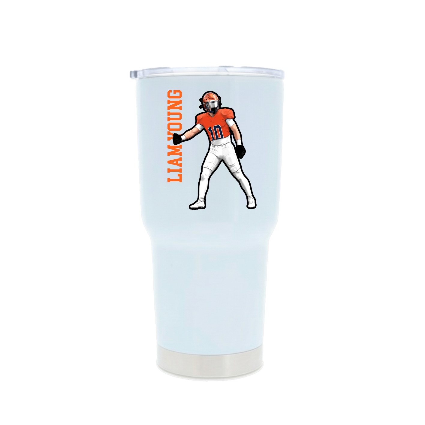 30oz Stainless Steel Tumbler — Name Vertical in White