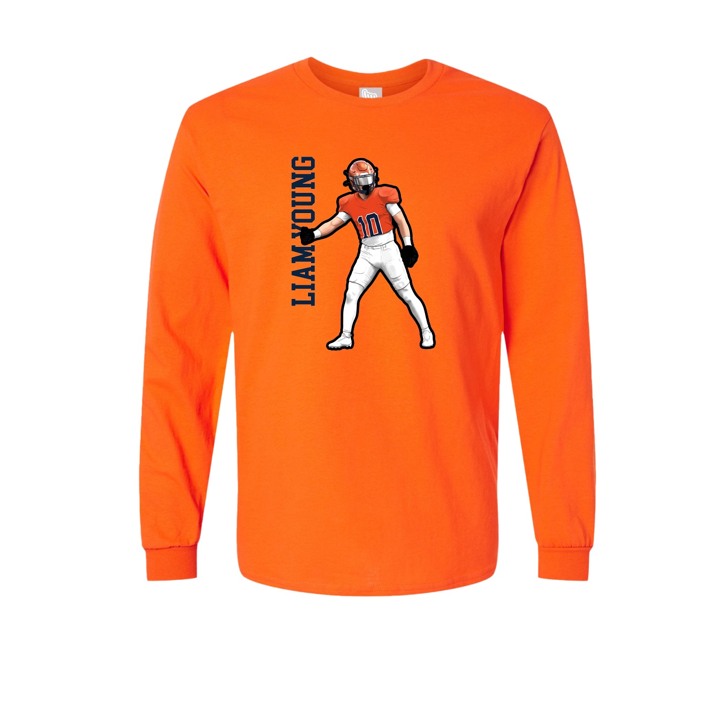Long Sleeve Tee — Name Vertical in Orange