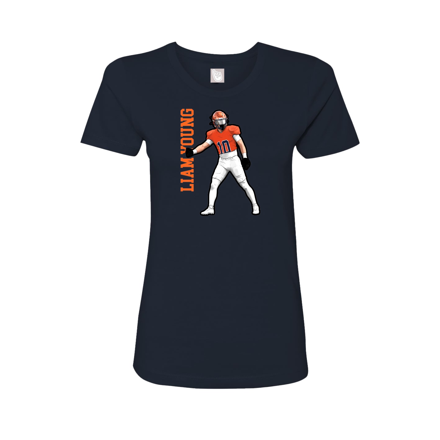 Fitted Women's Tee — Name Vertical in Navy