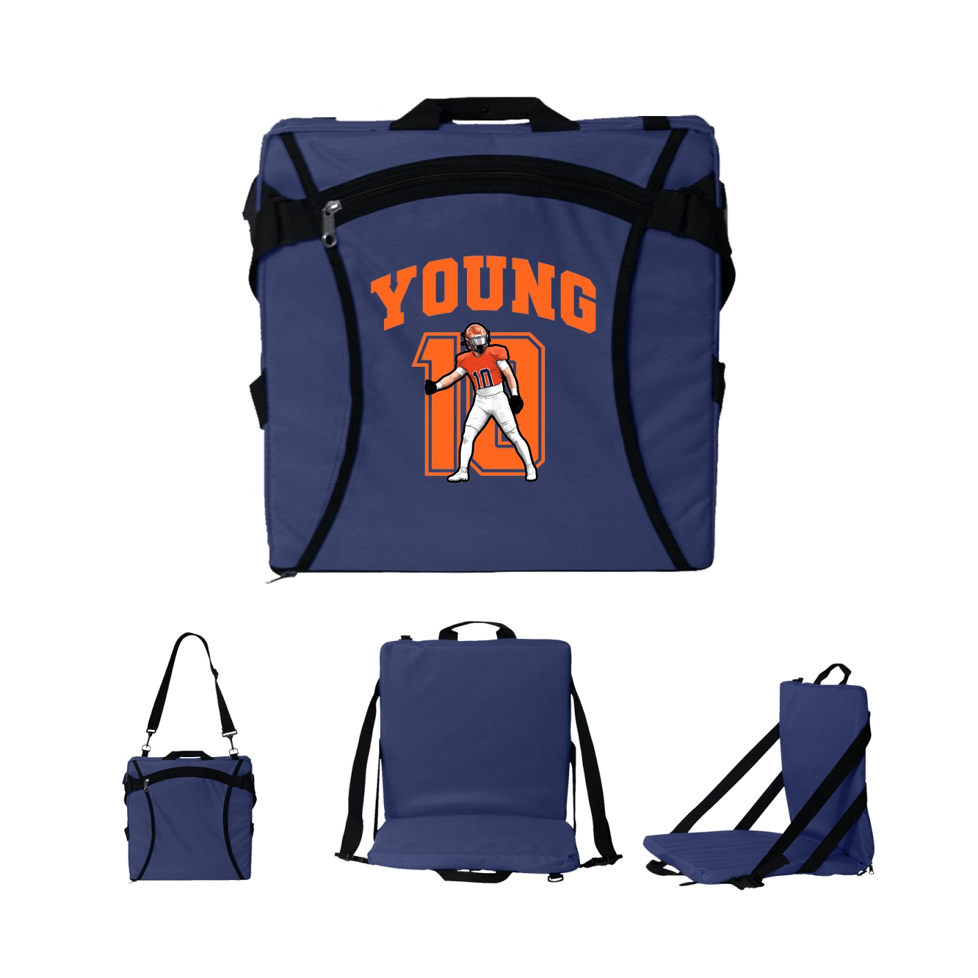 Folding Stadium Seat — Number in Navy