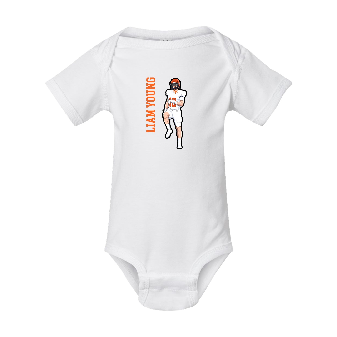 Baby Onesie — Name Vertical in White