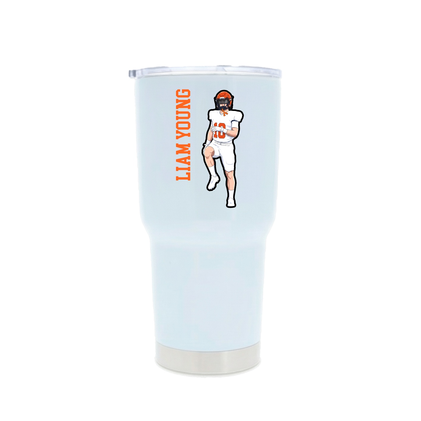 30oz Stainless Steel Tumbler — Name Vertical in White