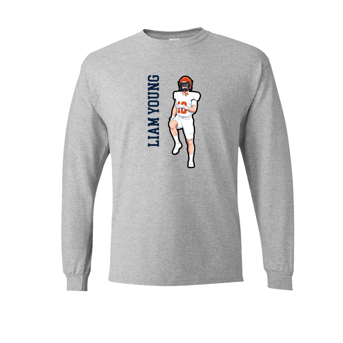 Long Sleeve Tee — Name Vertical in Grey