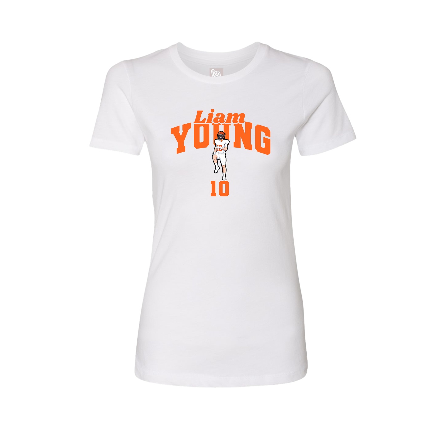 Fitted Women's Tee — Signature Arch in White