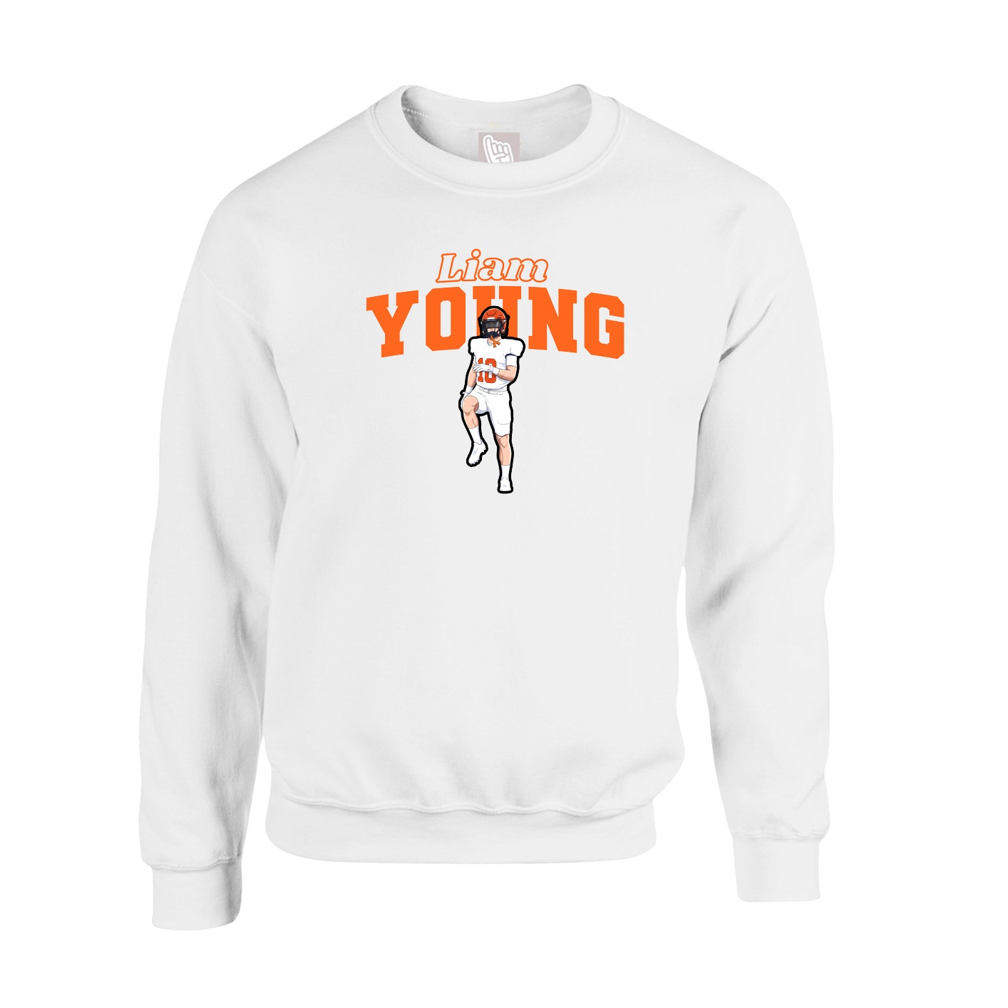 Fleece Crew — Name Arch in White