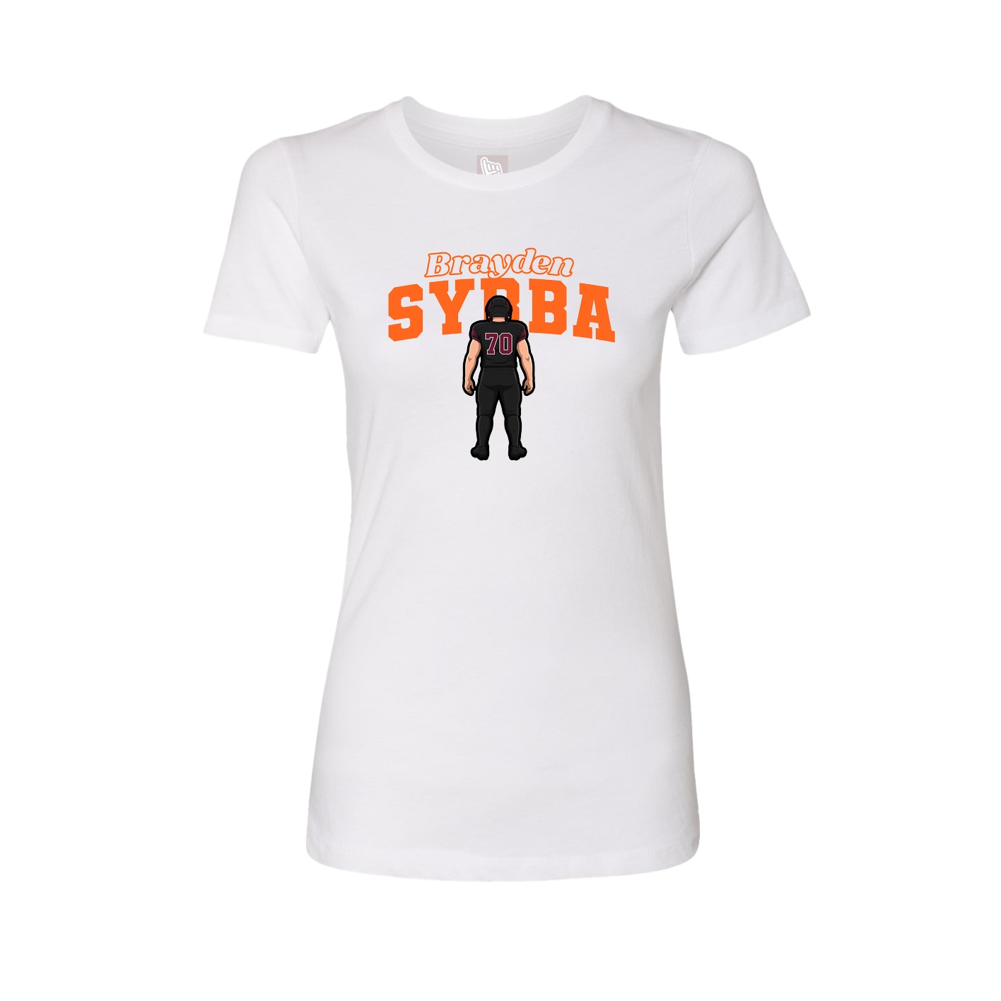 Fitted Women's Tee — Name Arch in White