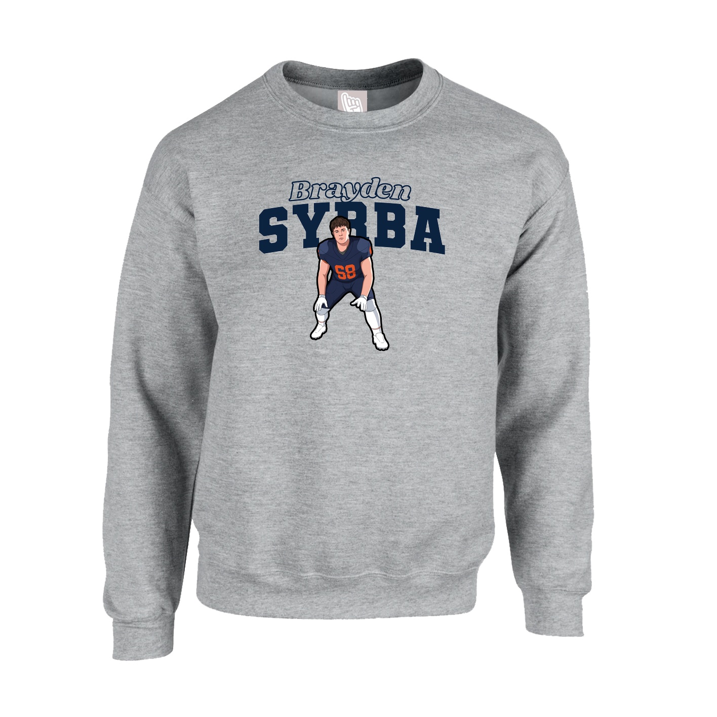 Fleece Crew — Name Arch in Grey