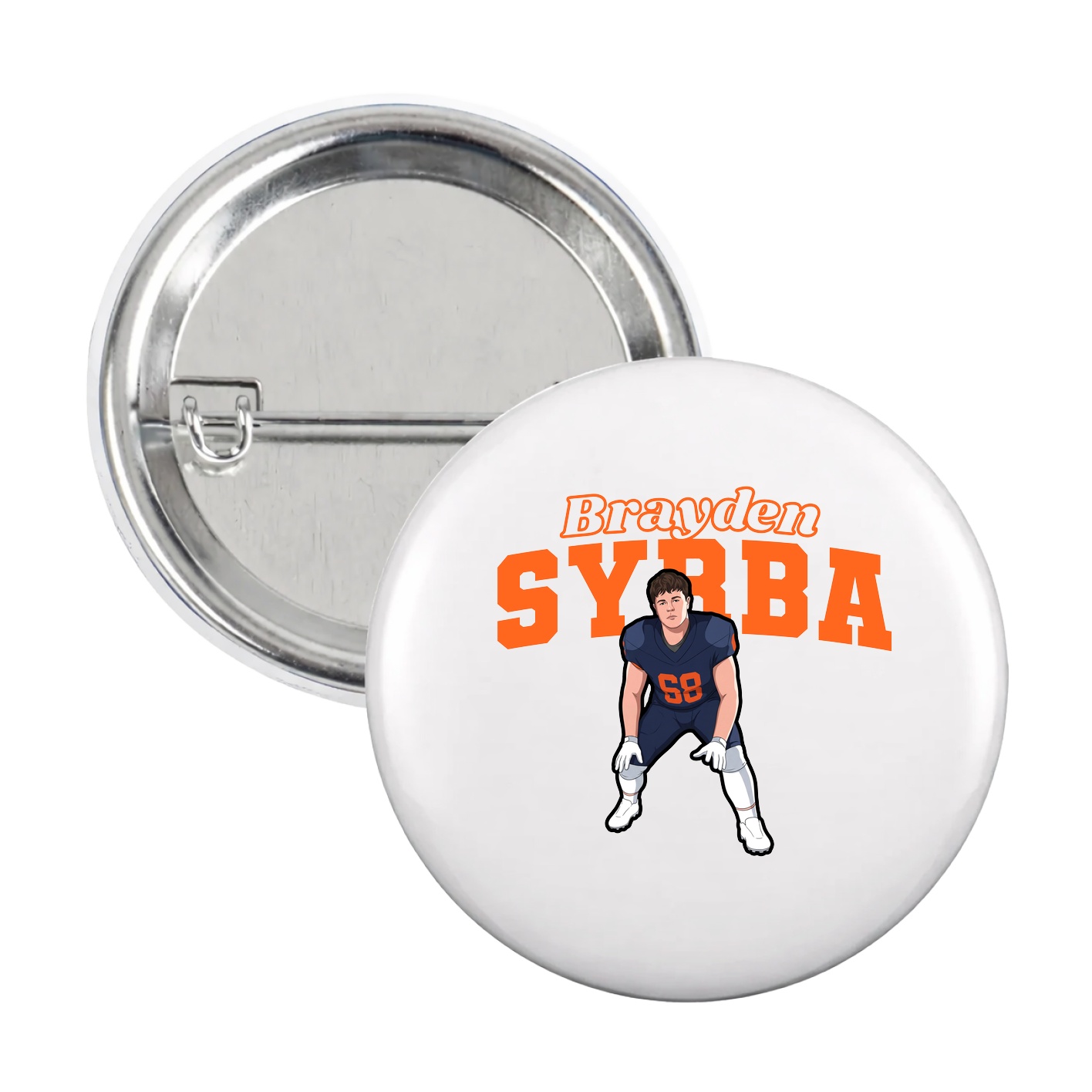 Game Day Button — Name Arch in White