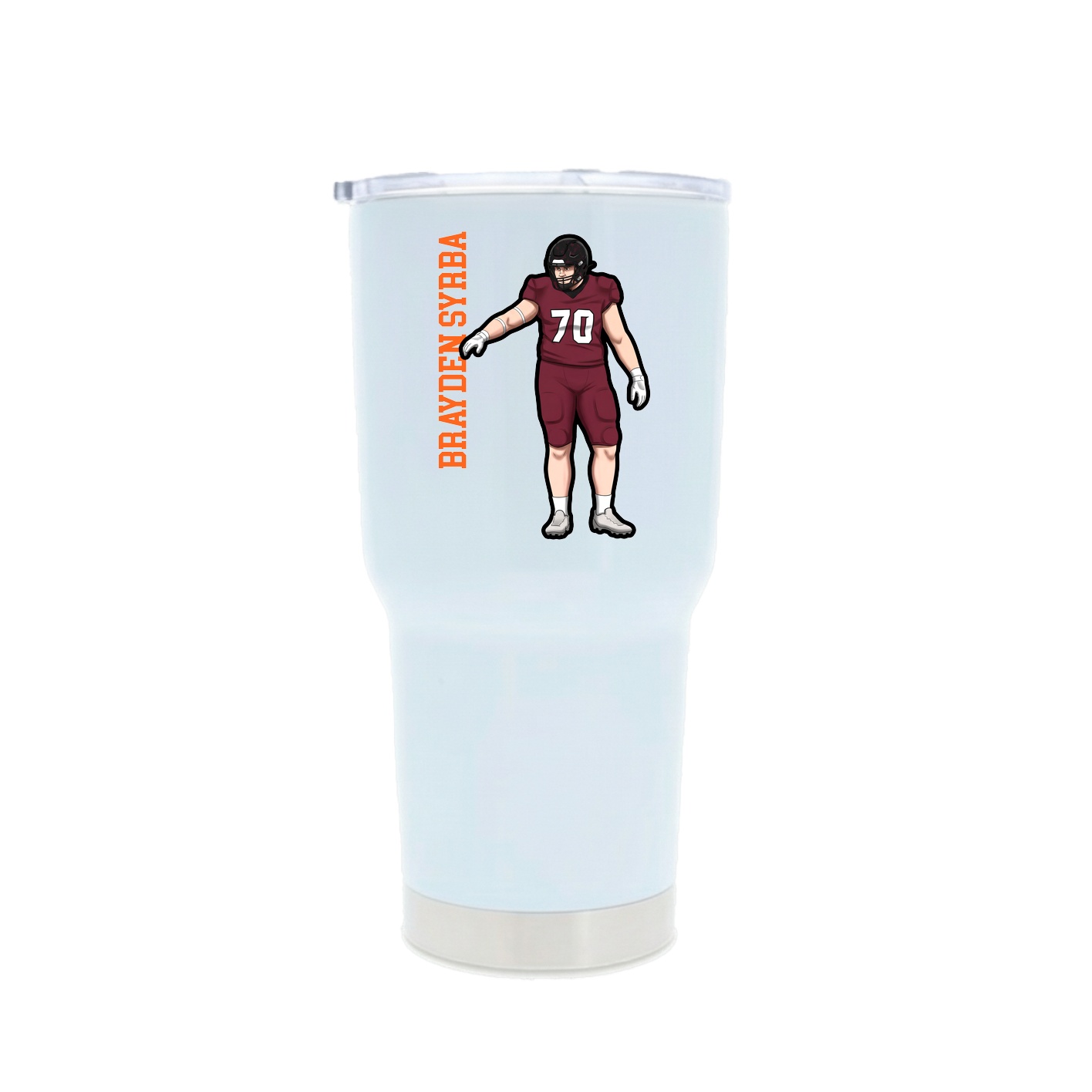 30oz Stainless Steel Tumbler — Name Vertical in White