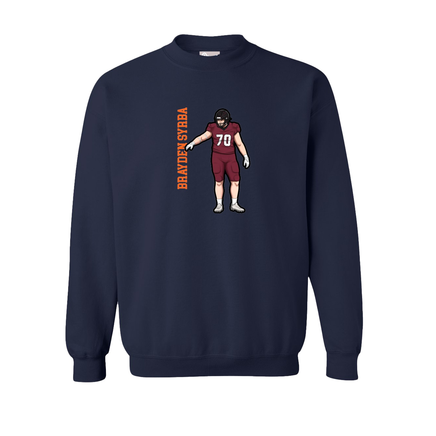 Fleece Crew — Name Vertical in Navy