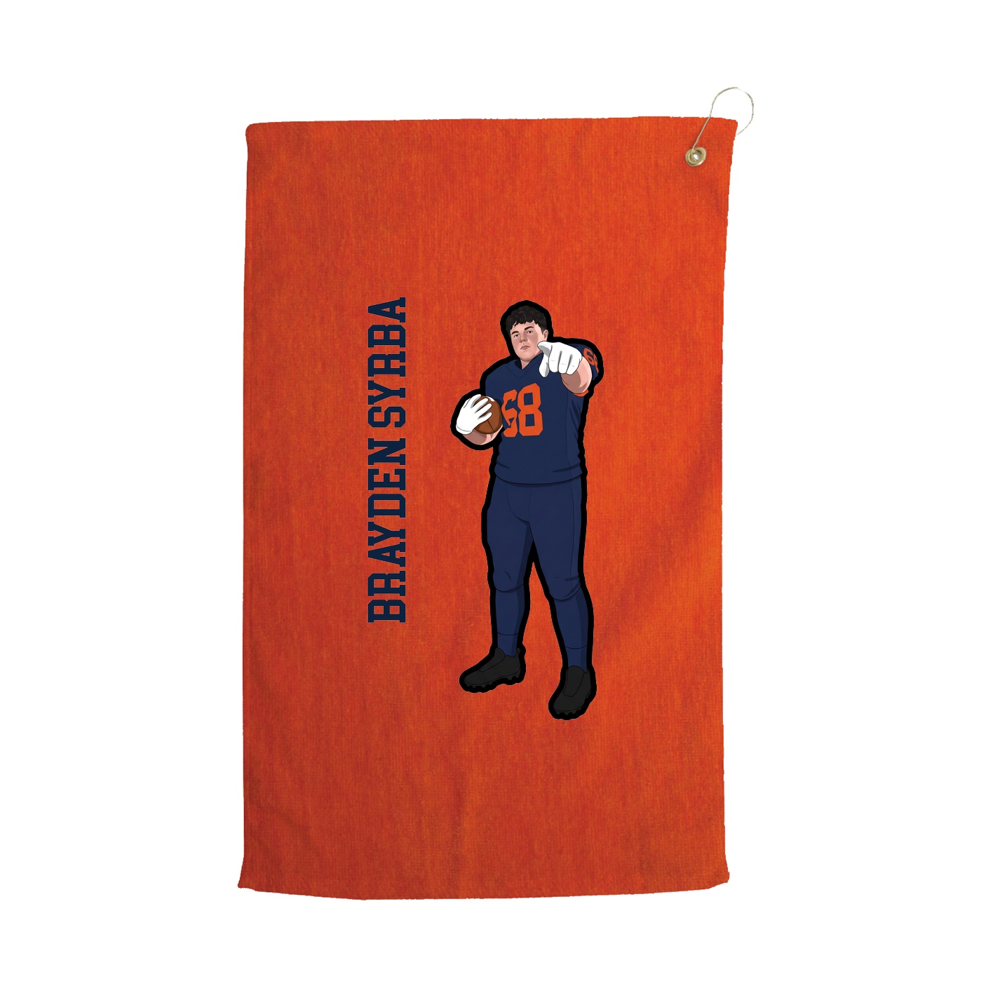 Golf Towel — Name Vertical in Orange