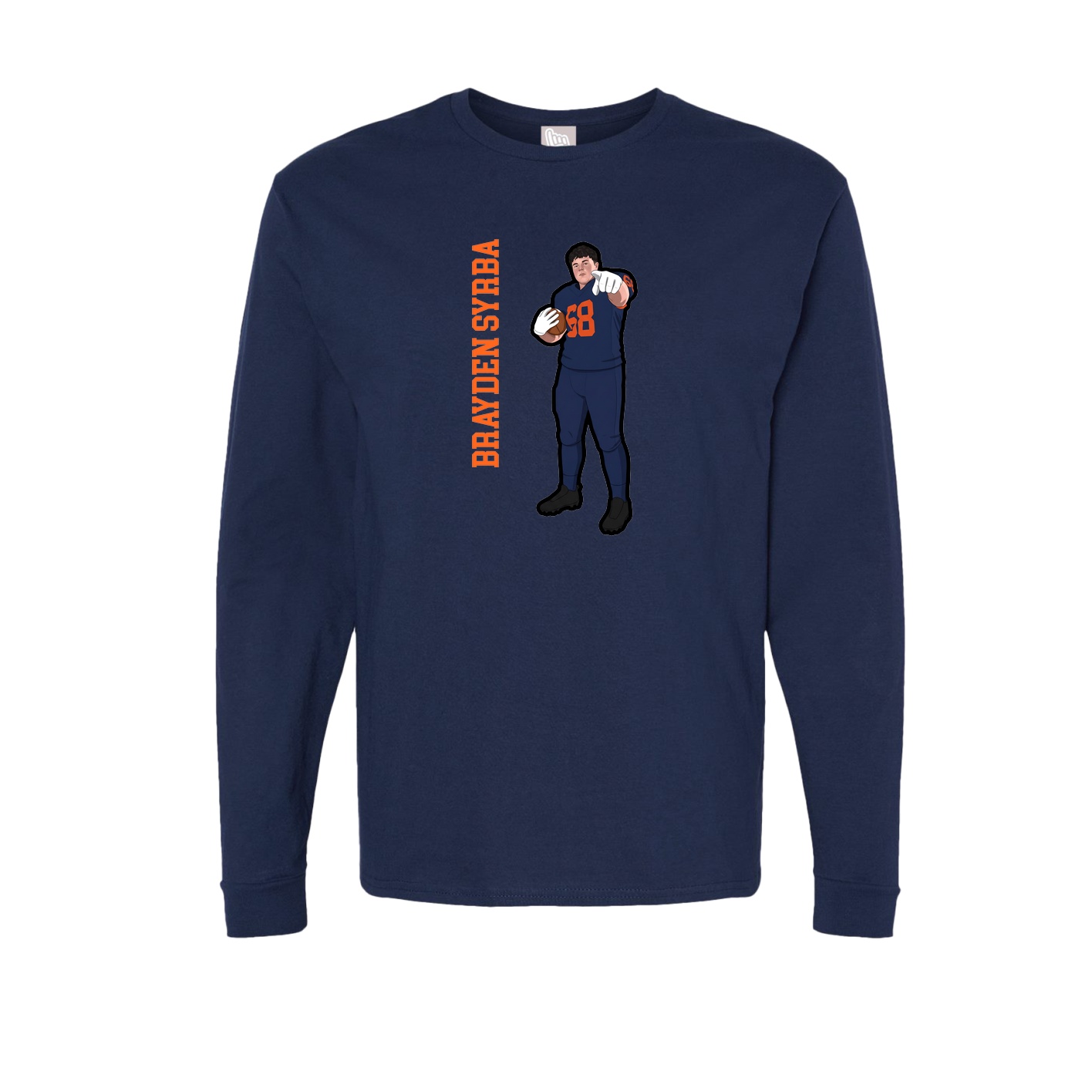 Long Sleeve Tee — Name Vertical in Navy