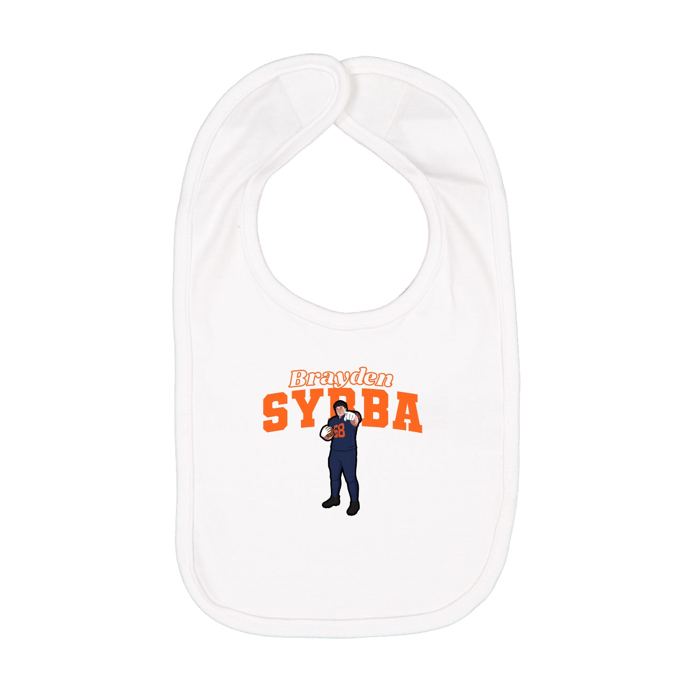 Infant Bib — Name Arch in White