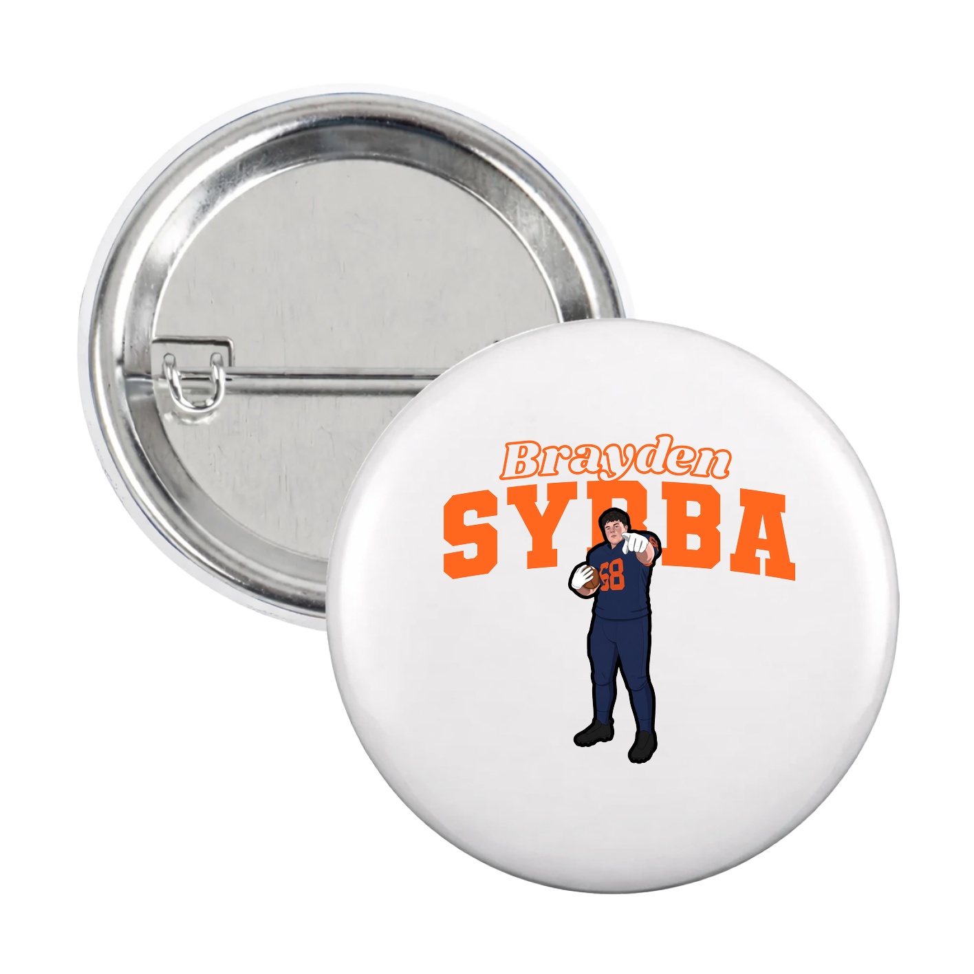 Game Day Button — Name Arch in White
