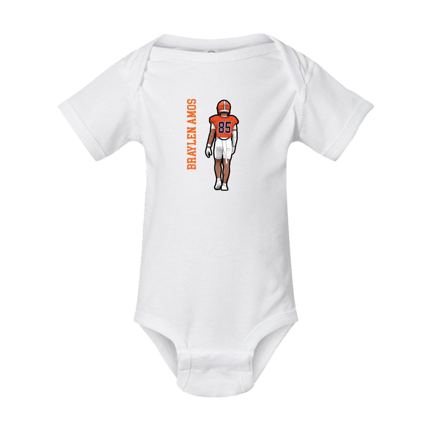 Baby Onesie — Name Vertical in White