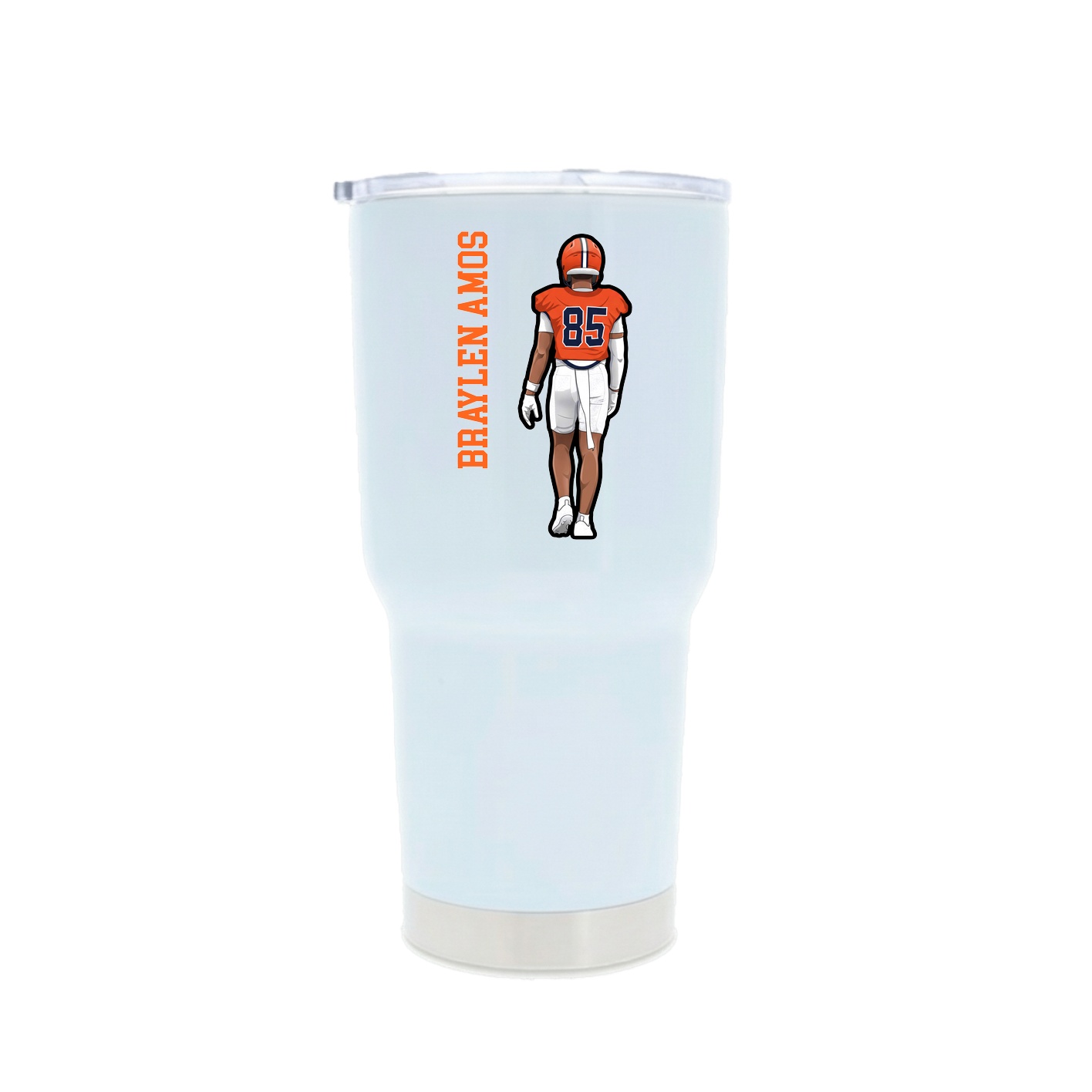 30oz Stainless Steel Tumbler — Name Vertical in White
