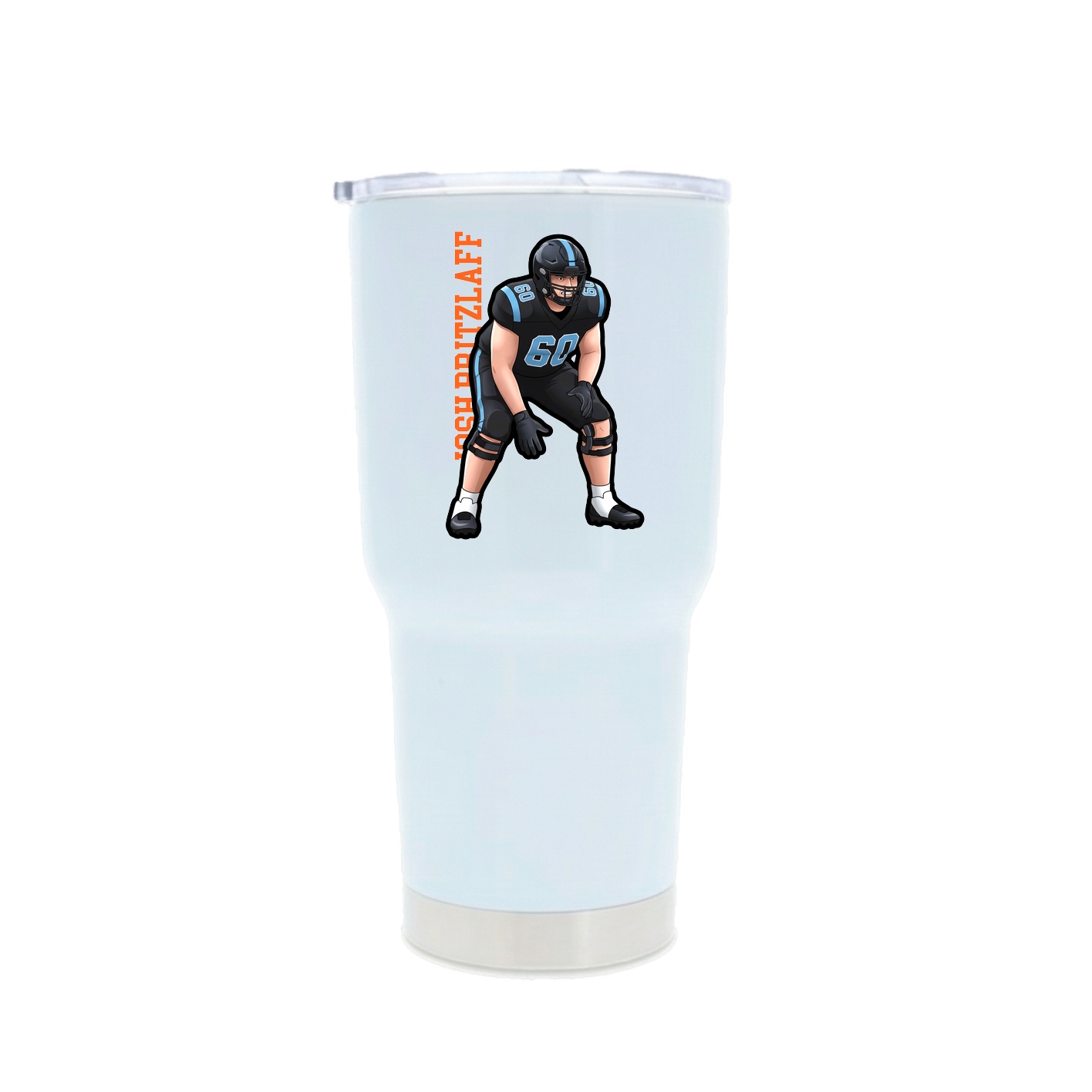 30oz Stainless Steel Tumbler — Name Vertical in White