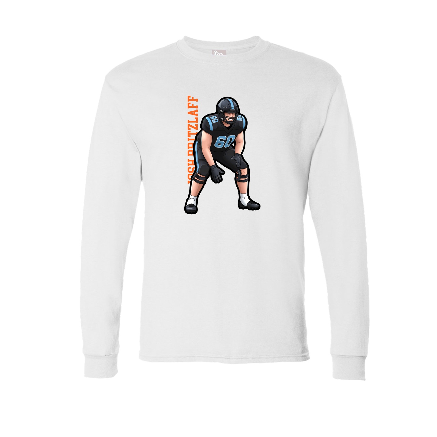 Long Sleeve Tee — Name Vertical in White