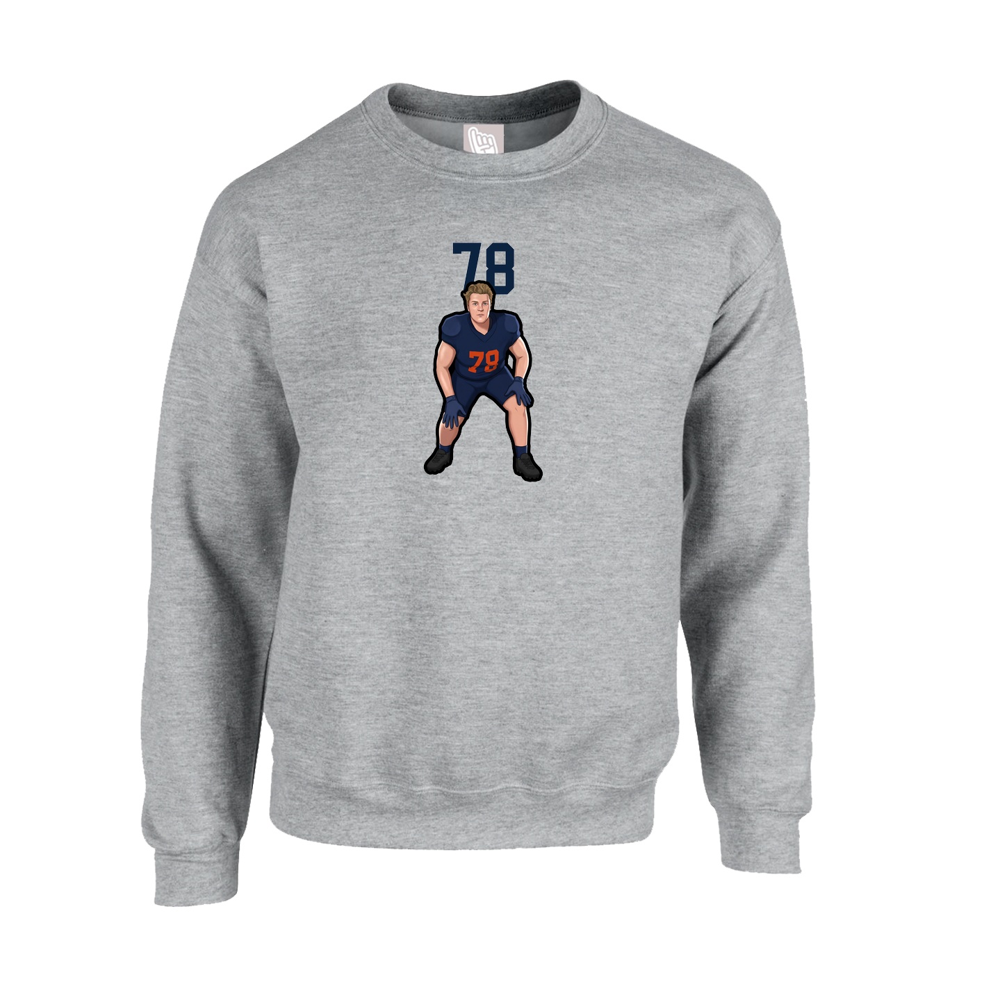 Fleece Crew — Number Top in Grey