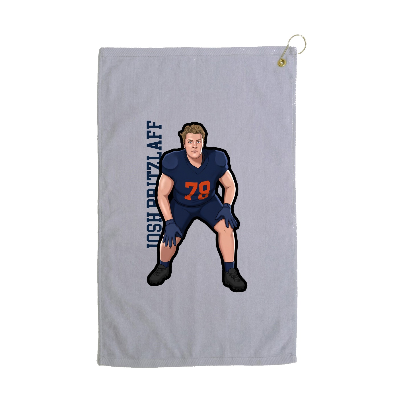 Golf Towel — Name Vertical in Grey