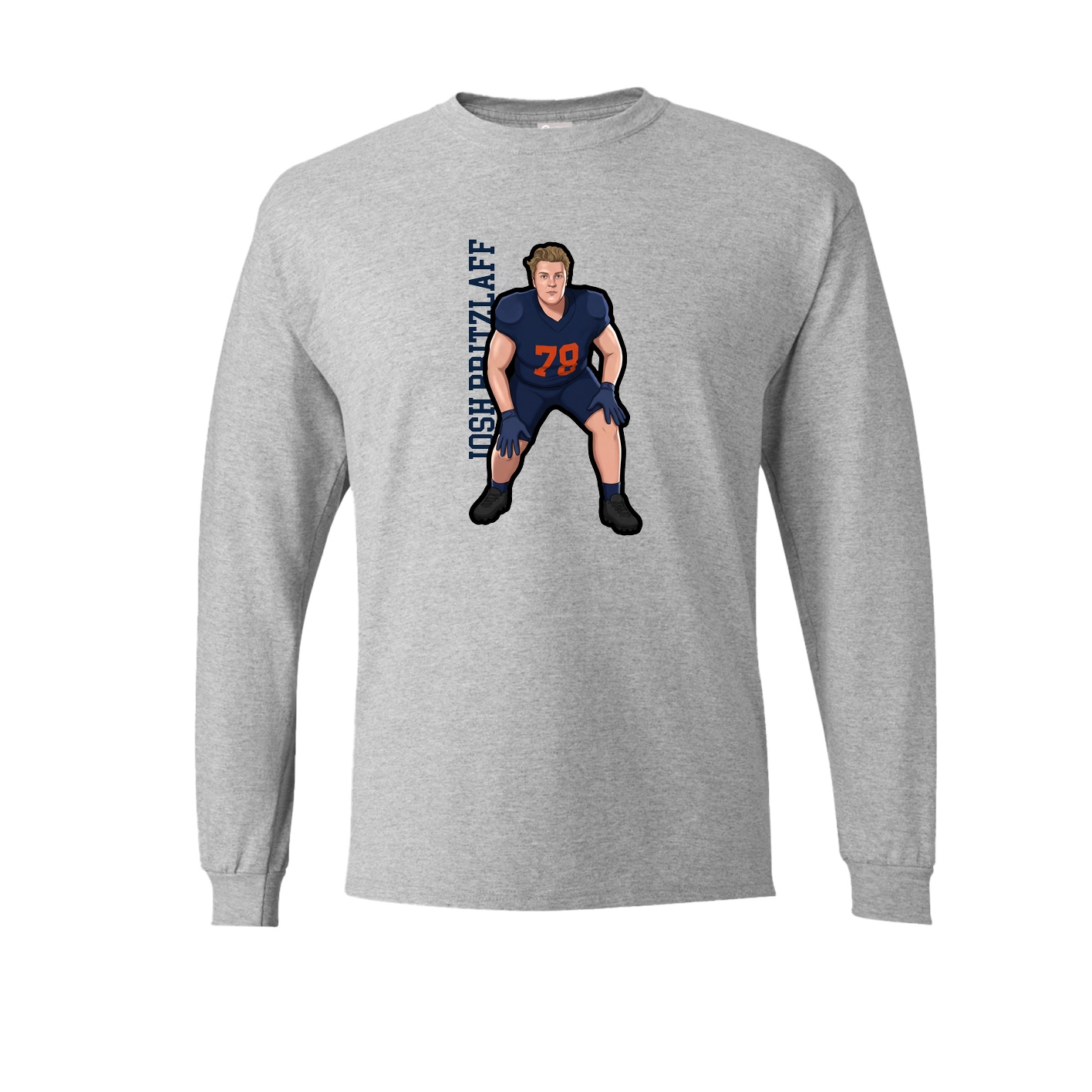 Long Sleeve Tee — Name Vertical in Grey
