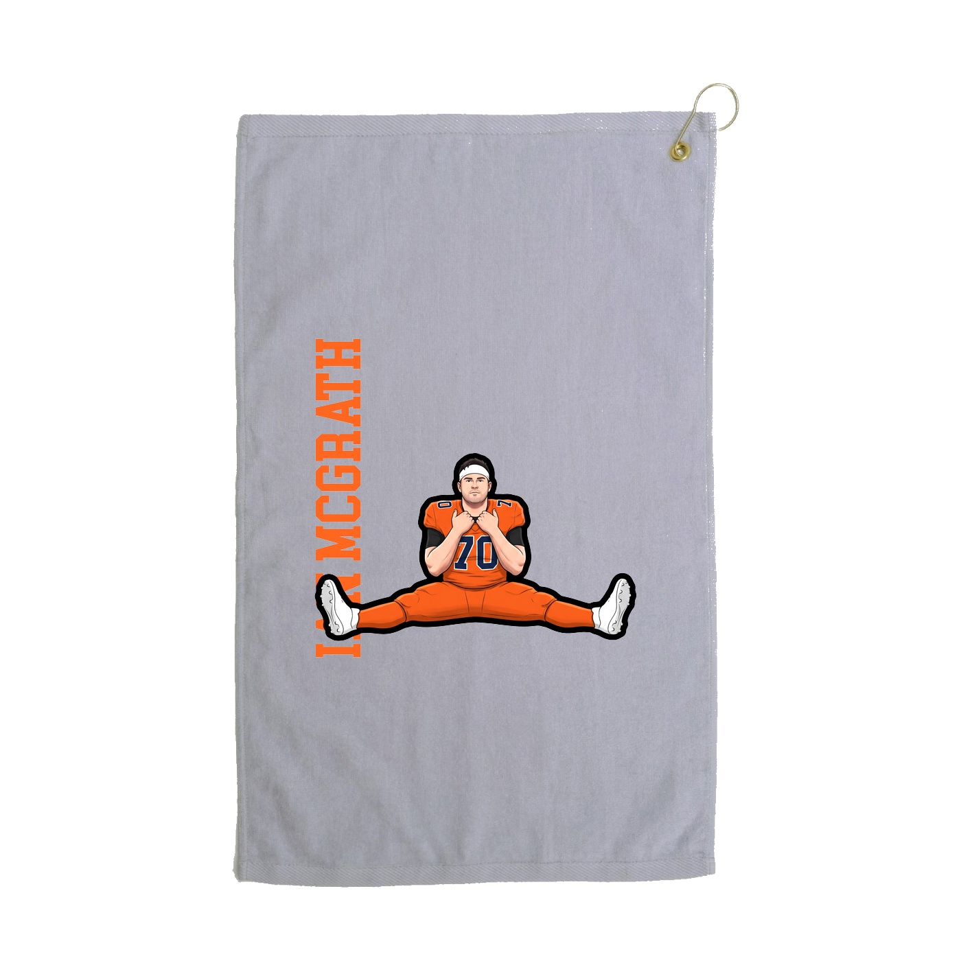 Golf Towel — Name Vertical in Grey