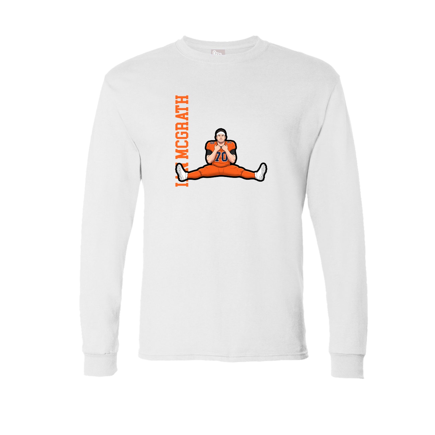 Long Sleeve Tee — Name Vertical in White