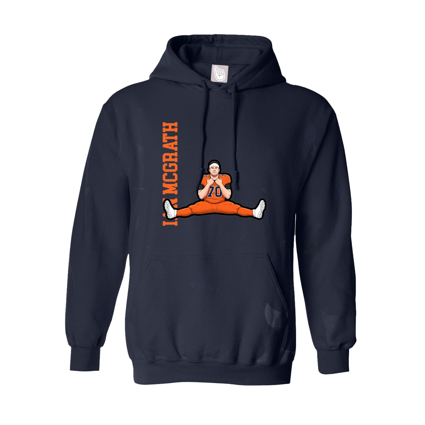 Hoodie — Name Vertical in Navy