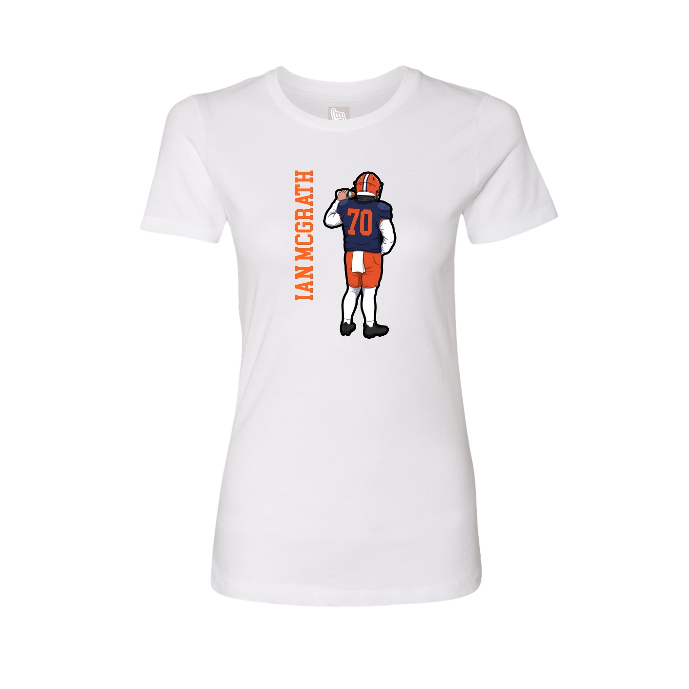 Womens Tee — Name Vertical in White