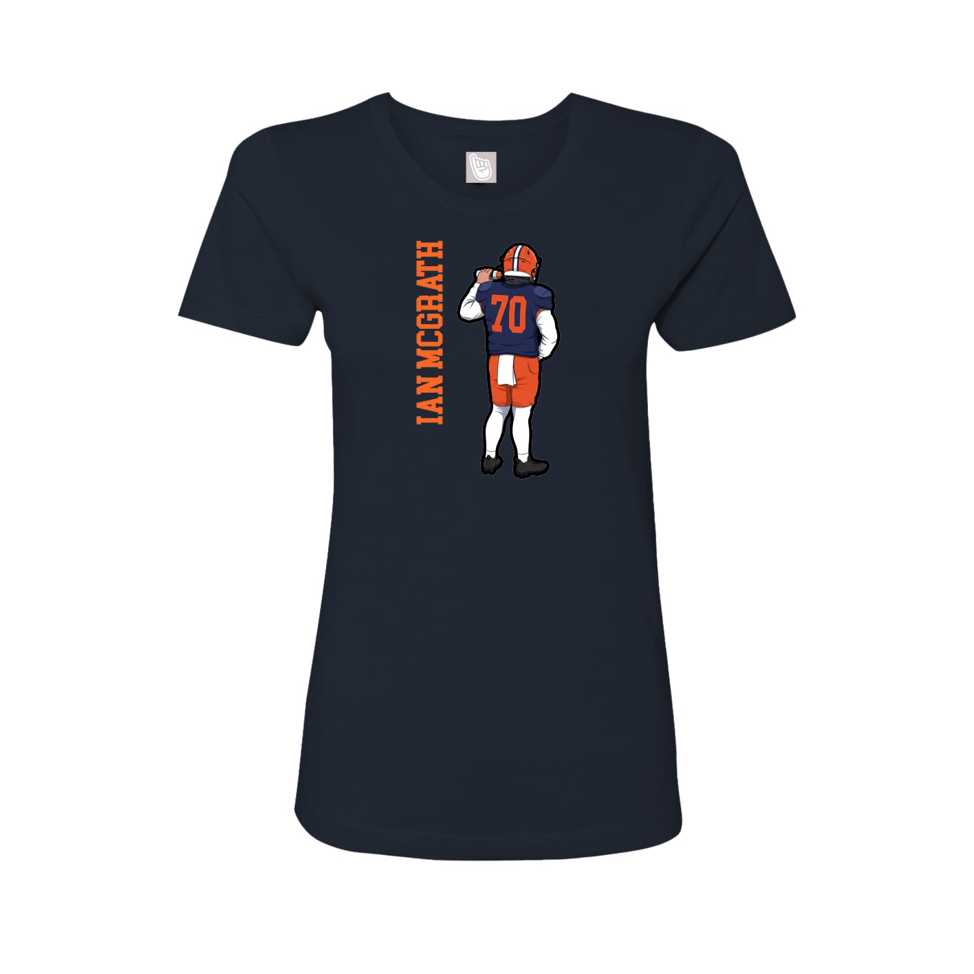 Fitted Women's Tee — Name Vertical in Navy