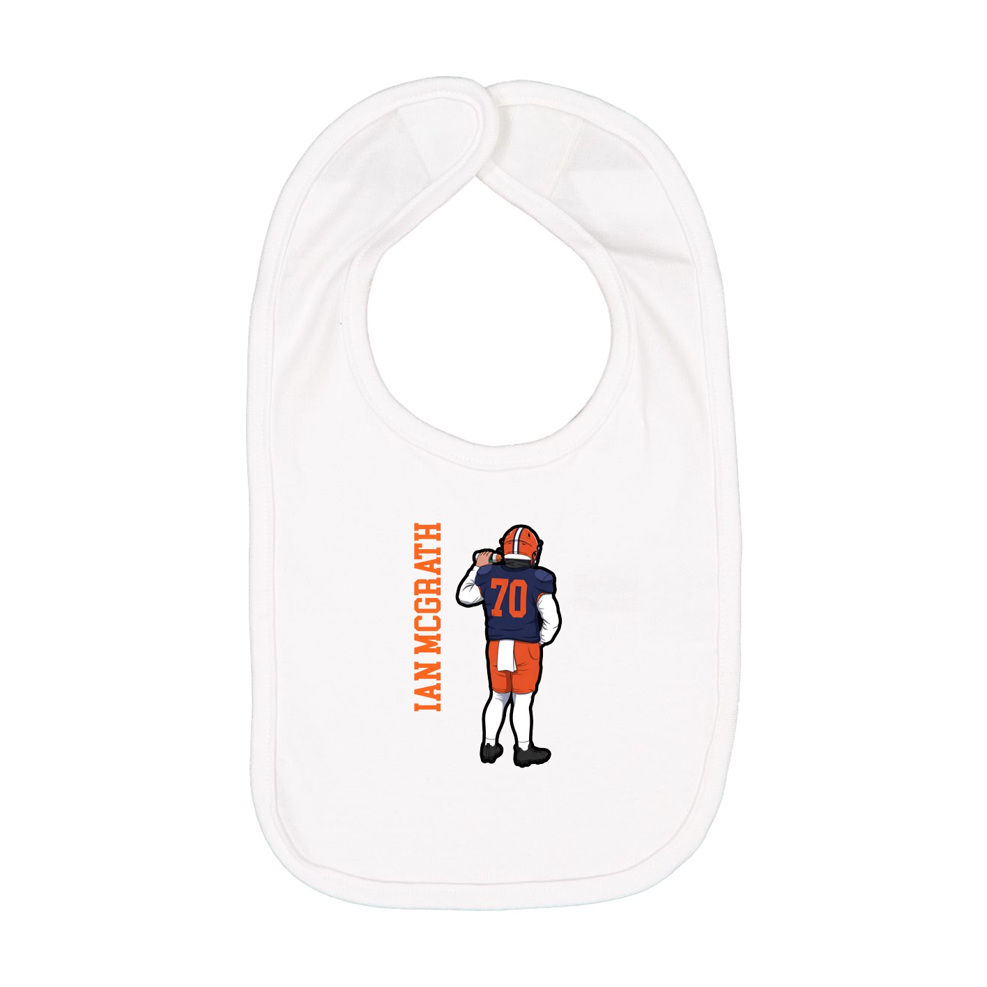 Infant Bib — Name Vertical in White