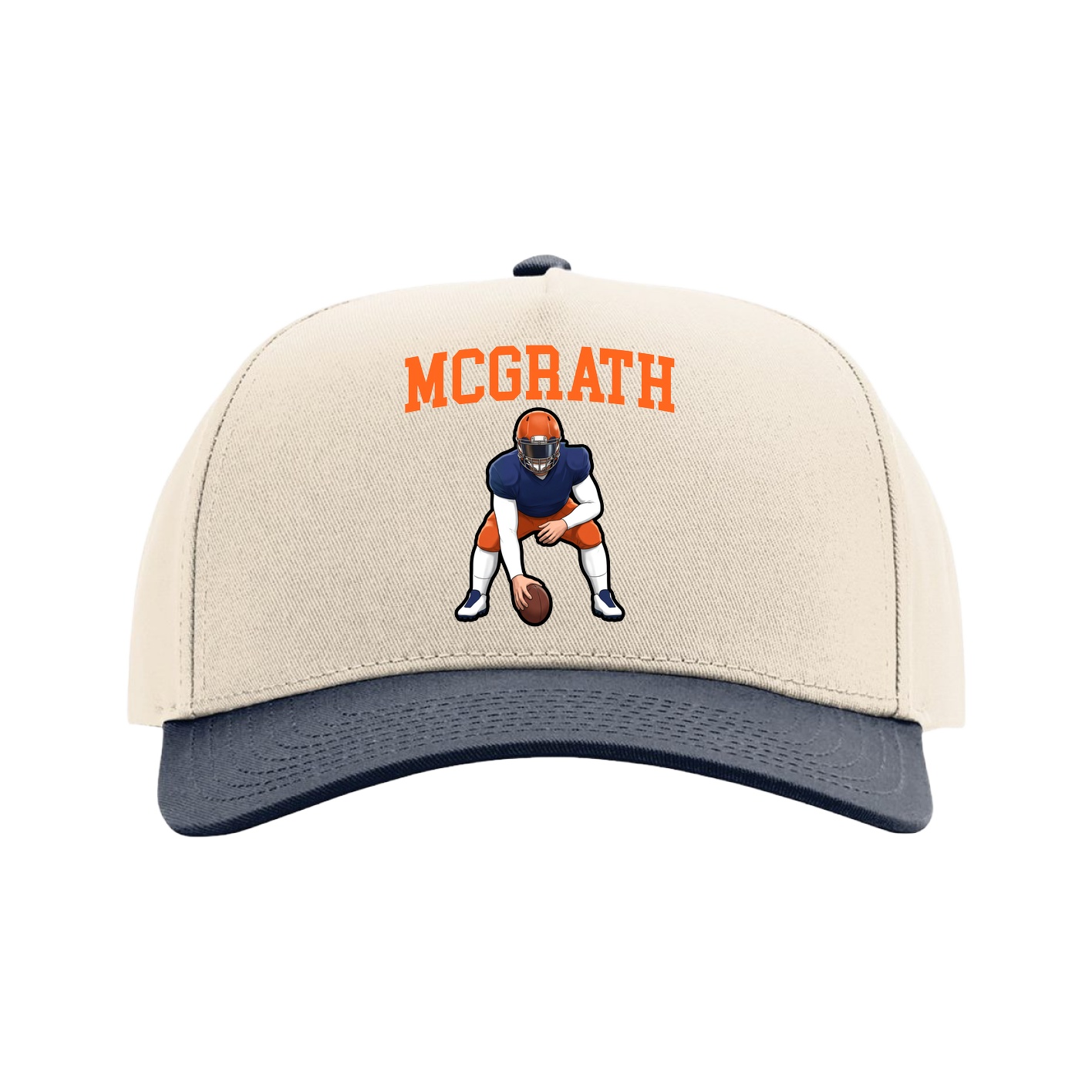 Full Fabric Five-Panel Champ Cap — Shirsey in Cream/Navy