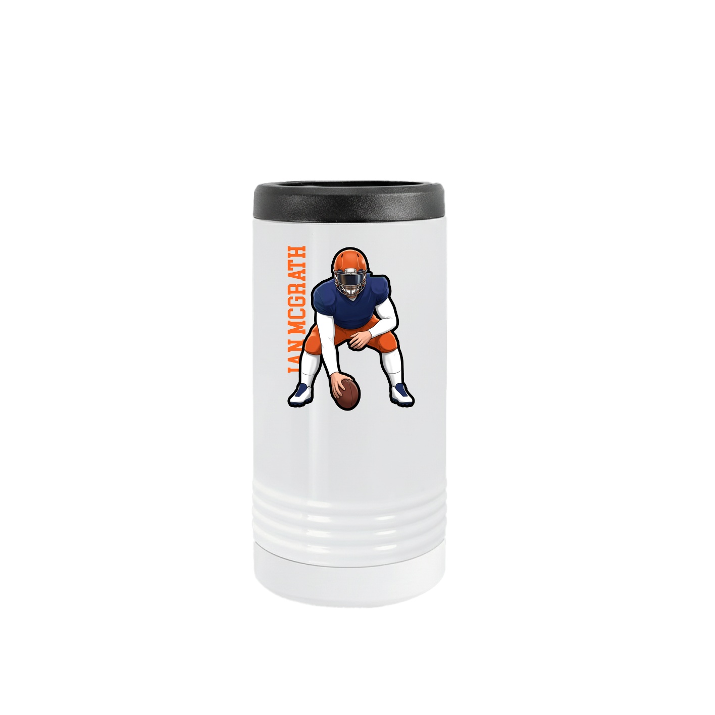 Slim Beverage Holder — Name Vertical in White