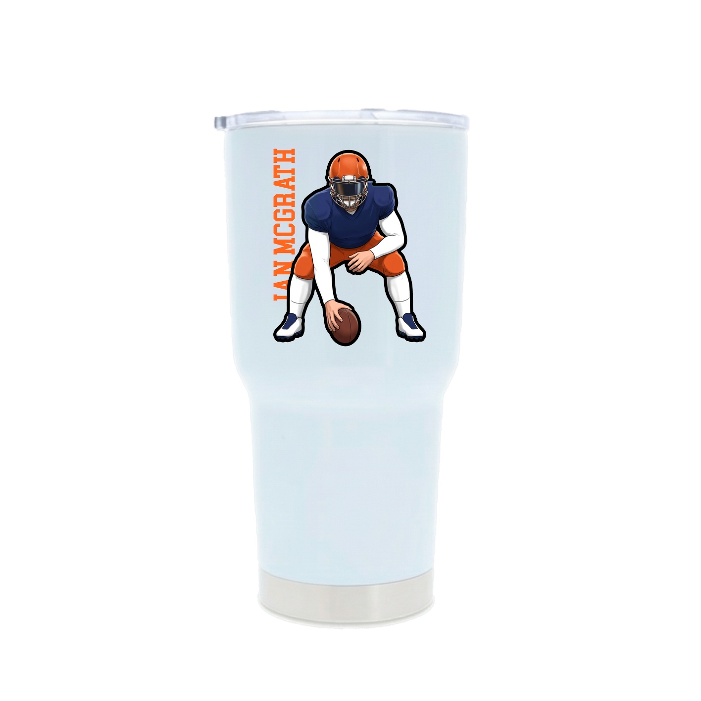 30oz Stainless Steel Tumbler — Name Vertical in White