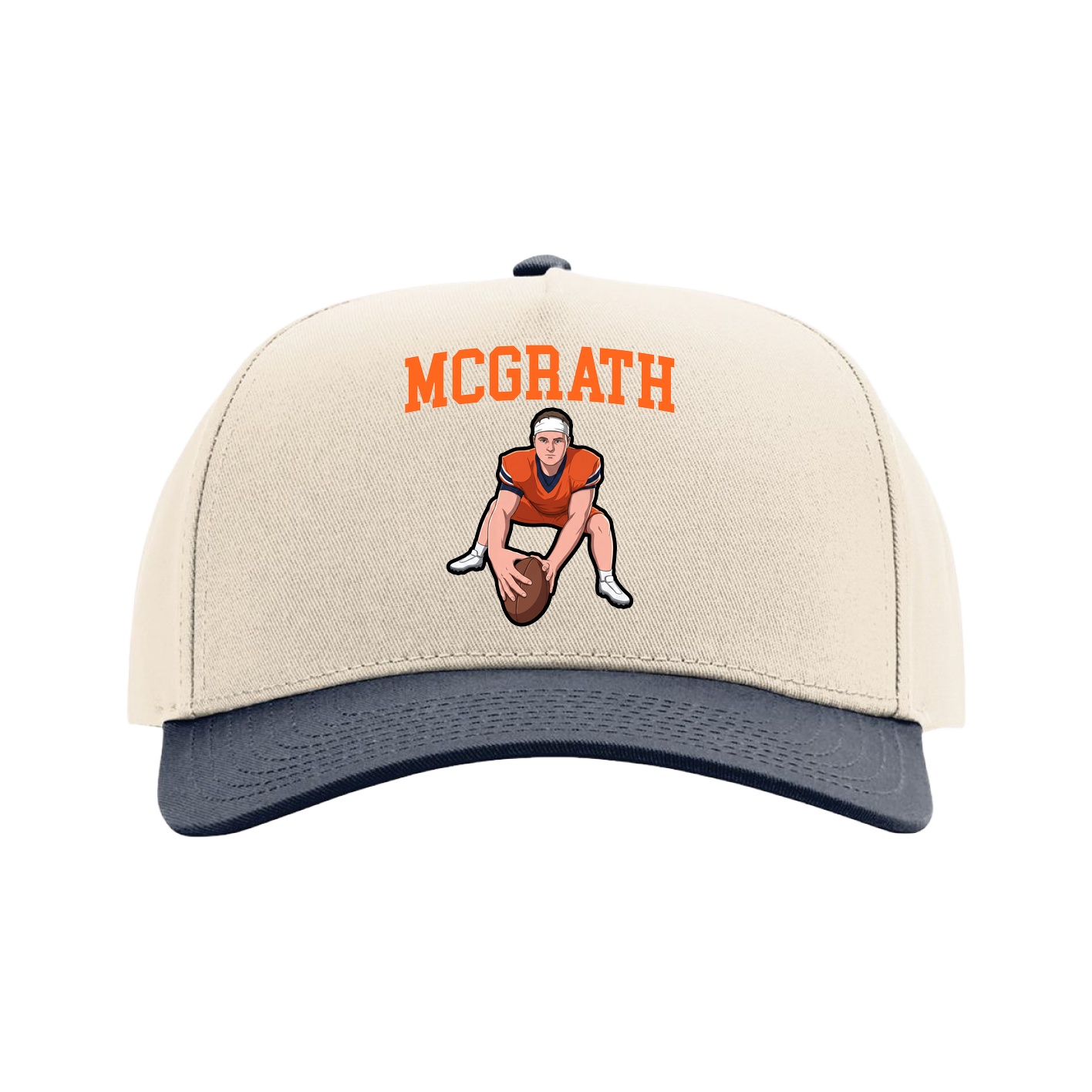Full Fabric Five-Panel Champ Cap — Shirsey in Cream/Navy