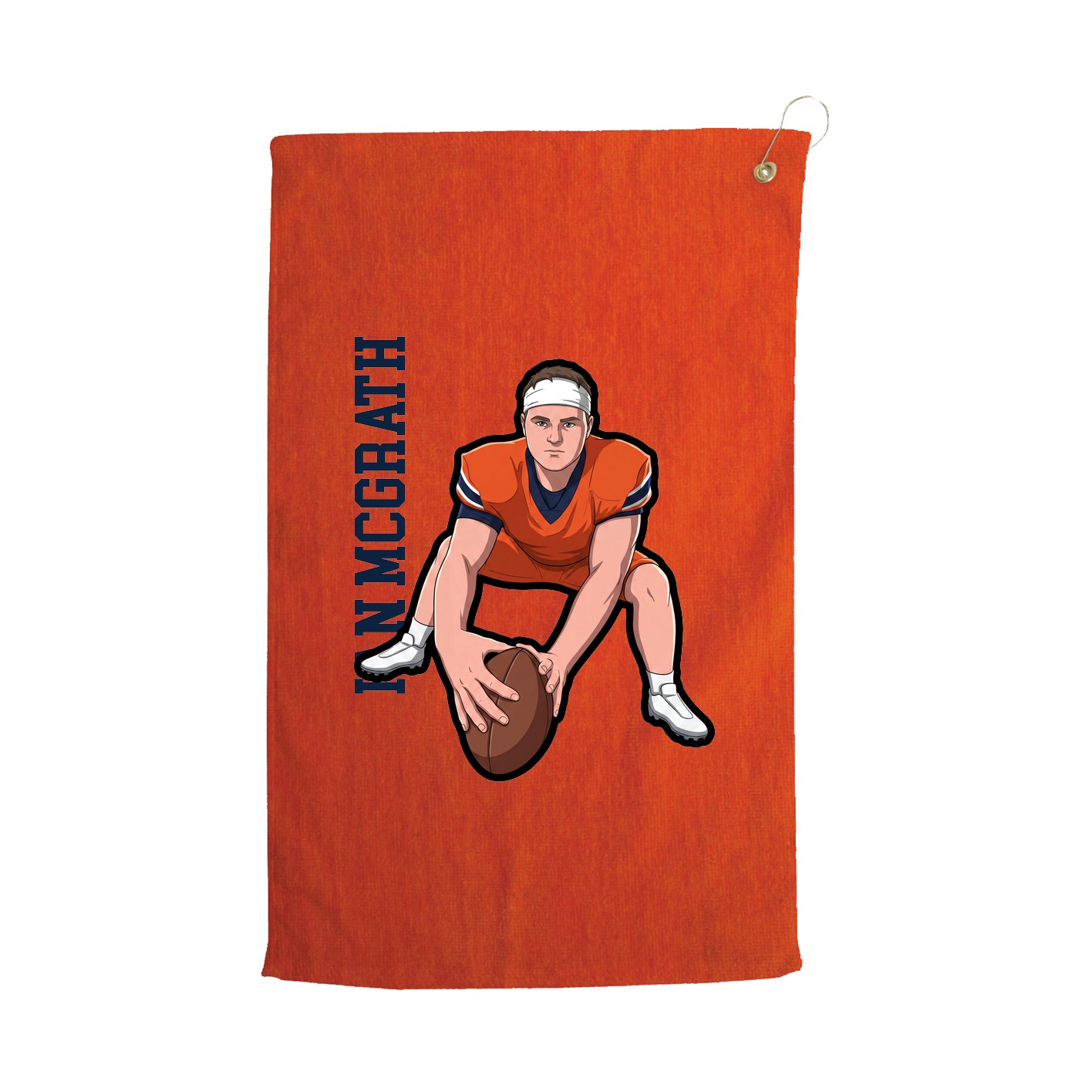 Golf Towel — Name Vertical in Orange