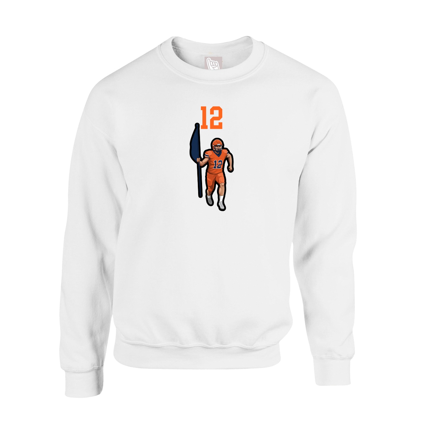 Fleece Crew — Number Top in White